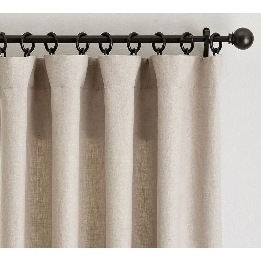 Pottery Barn Classic Belgian Flax 3 In 1 Pole Top Dark Flax Linen 100x84 Curtain